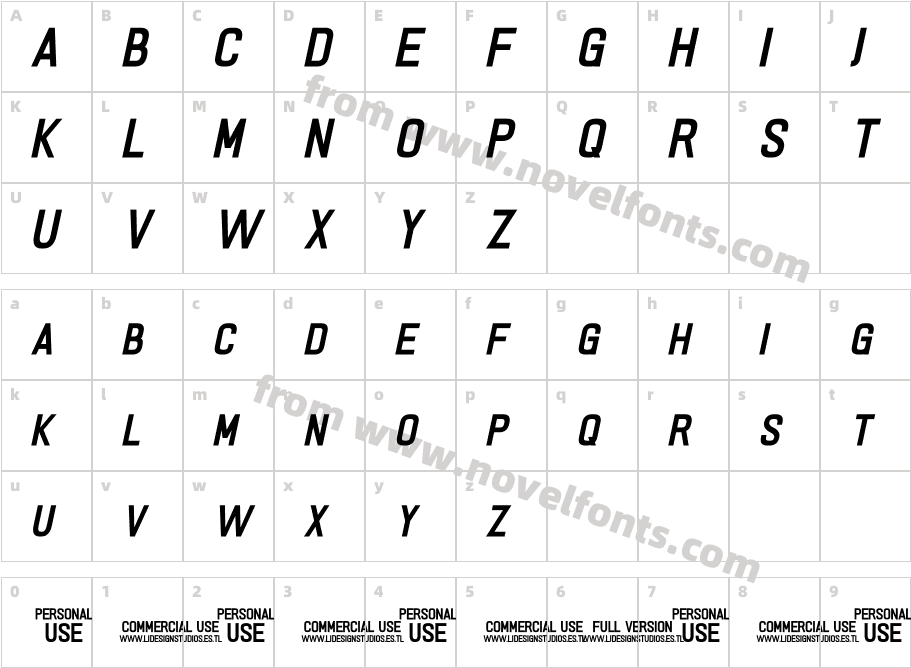 PRIMERA Semibold italicCharacter Map