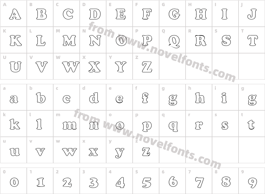 PT Cozy OutlineCharacter Map