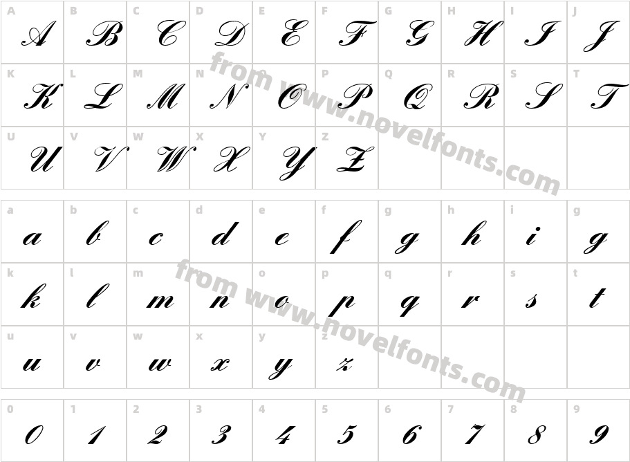 PT Orchid BoldCharacter Map