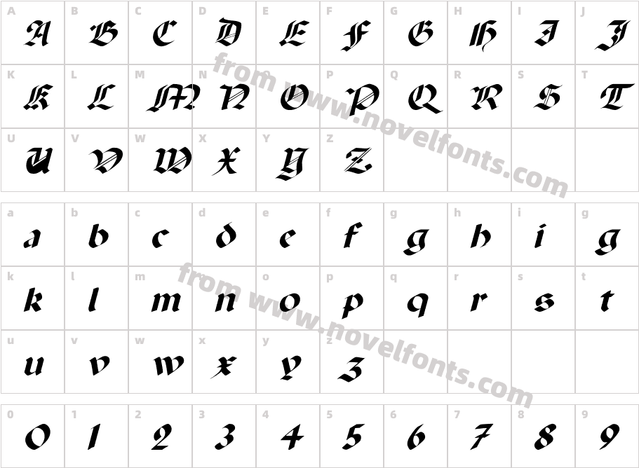 Paganini ItalicCharacter Map