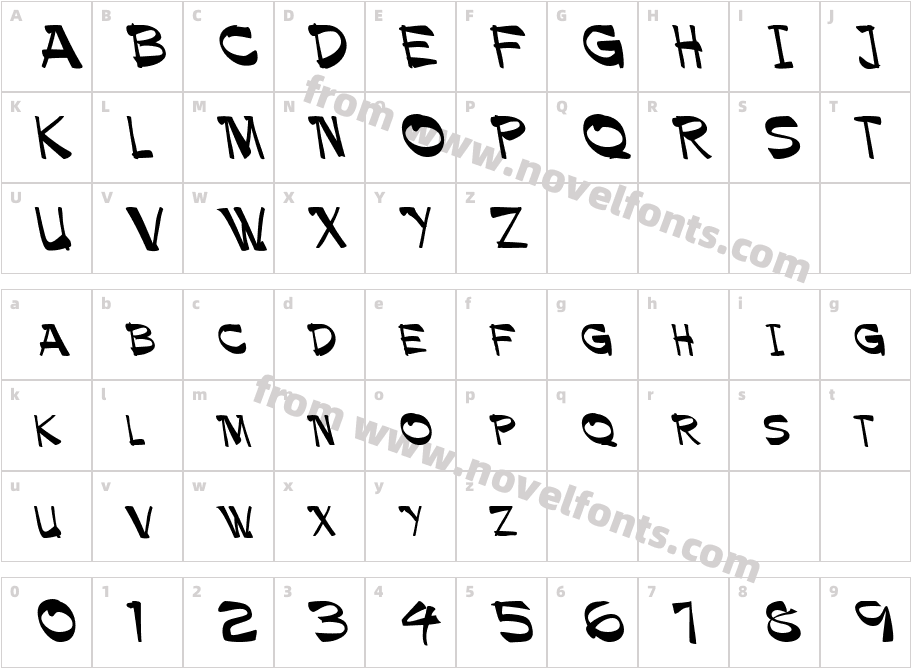 Paintbrush LeftifiedCharacter Map