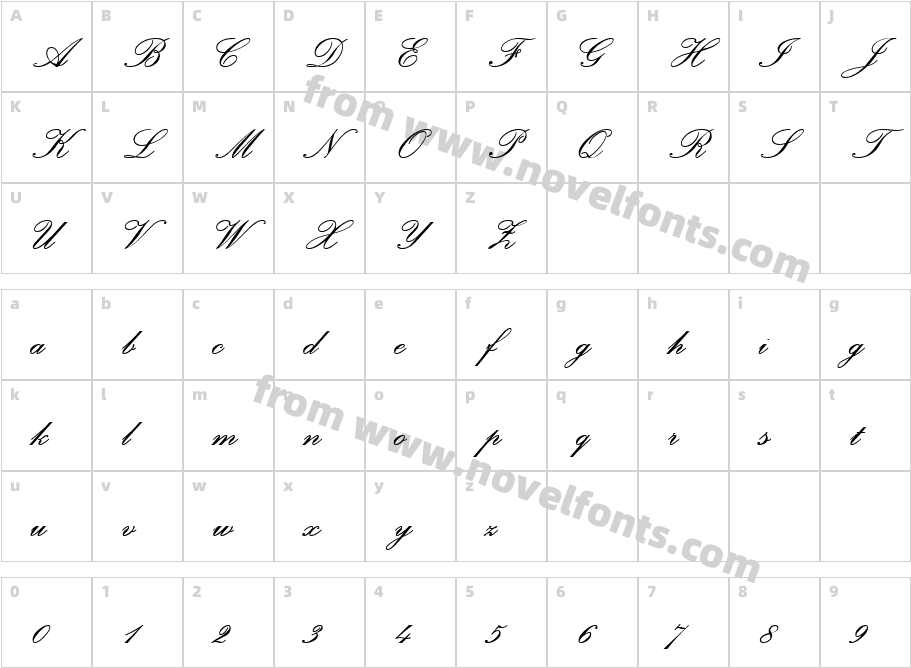 Palace Script MT SemiboldCharacter Map