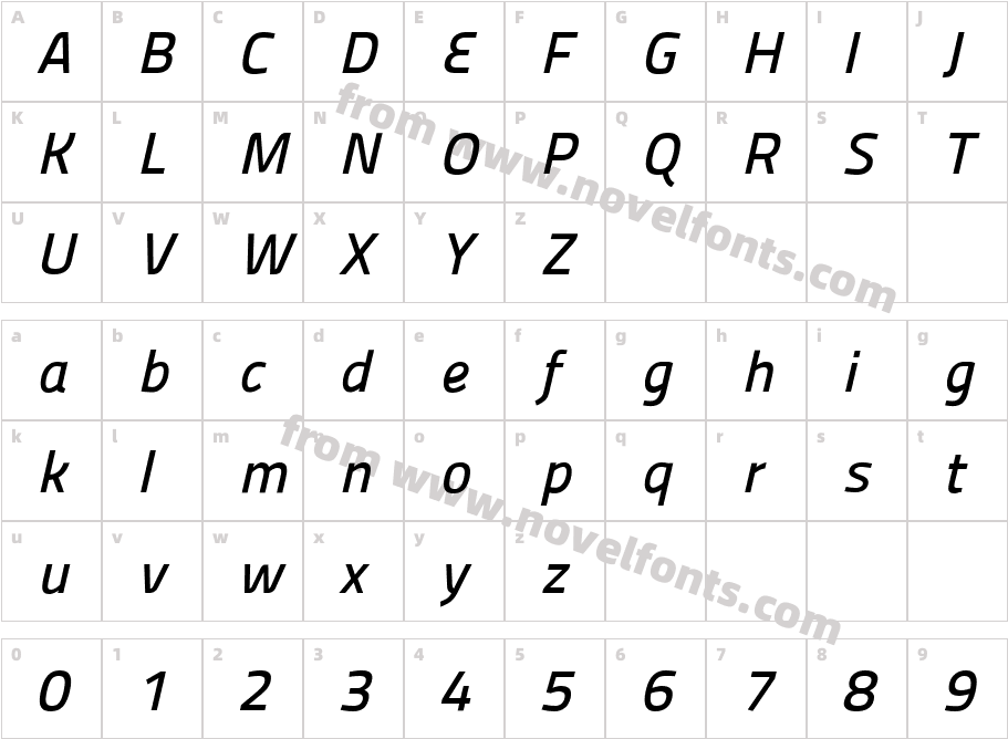 Panefresco 600wt ItalicCharacter Map