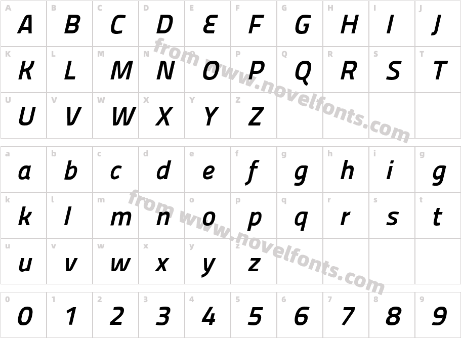 Panefresco 800wt ItalicCharacter Map