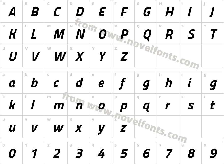 Panefresco 999wt ItalicCharacter Map