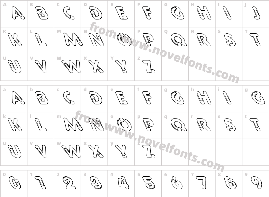 Paper Clips Bent to the LeftCharacter Map