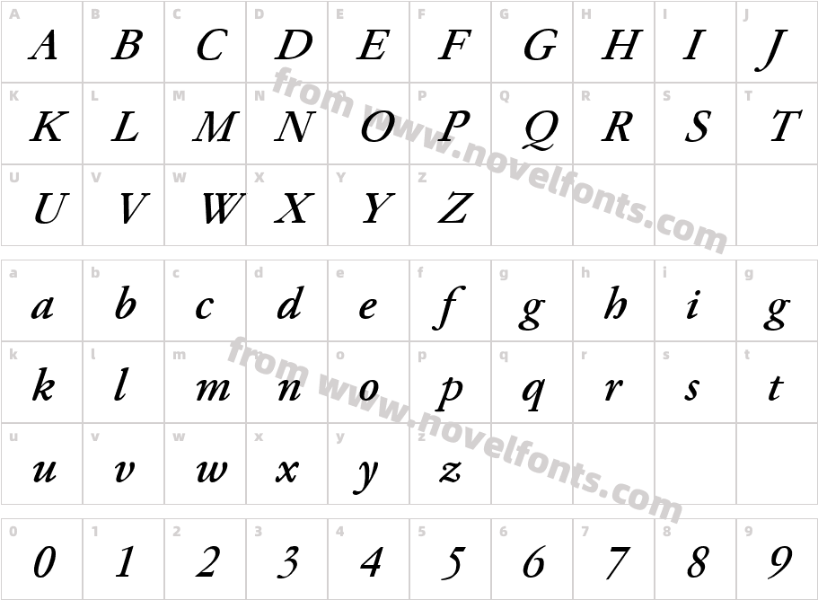 Paramount ItalicCharacter Map