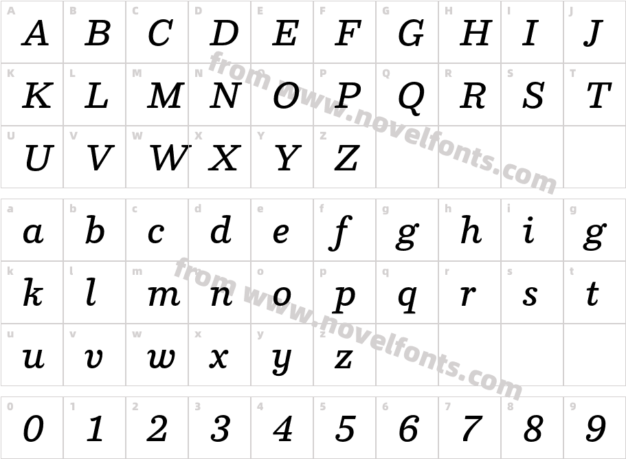 Parry Semibold ItalicCharacter Map