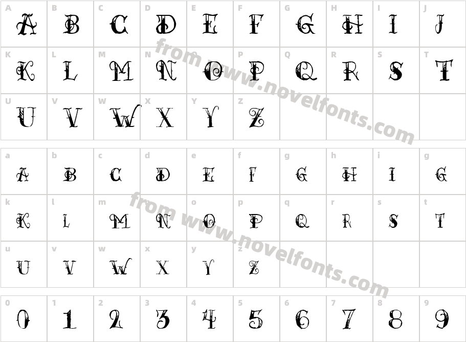 Pauls Esther FontCharacter Map