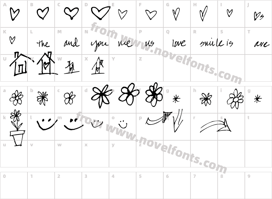 Pea Karen's DoodlesCharacter Map