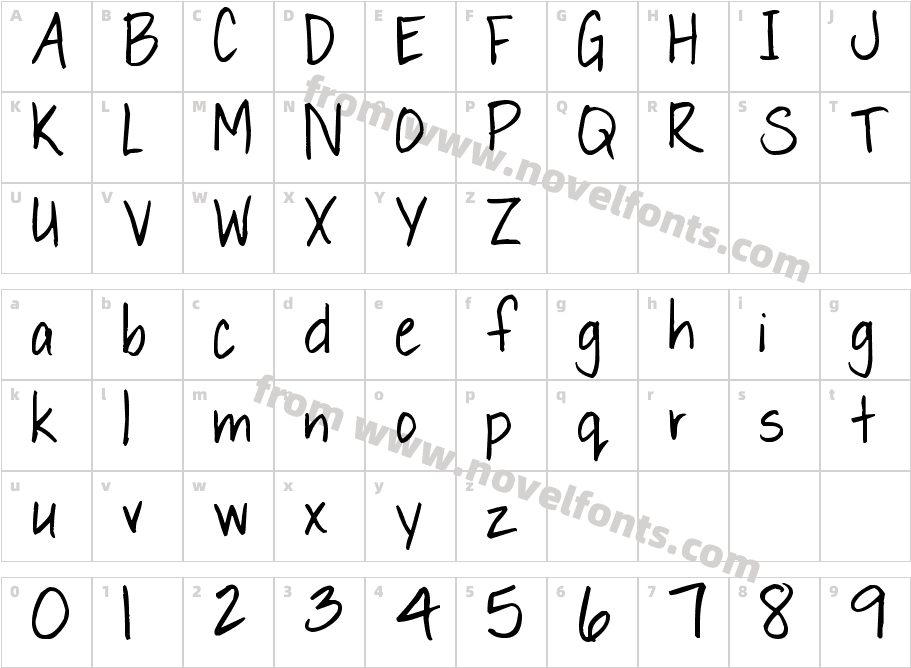 Pea Sue's PrintCharacter Map