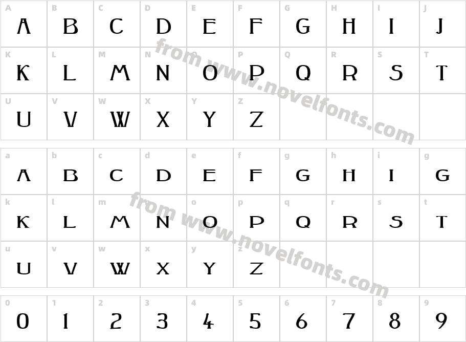 Peake-Squat BoldCharacter Map