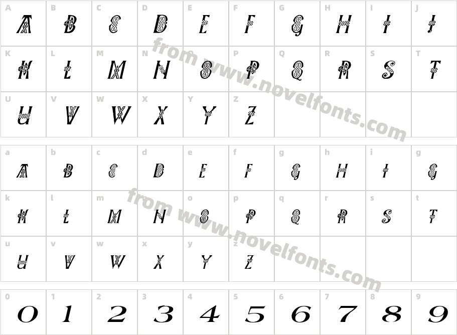 Pee's Celtic ItalicCharacter Map