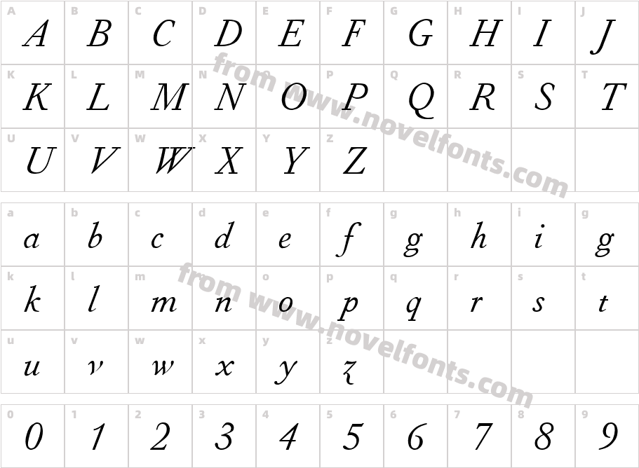 Peer Gynt ItalicCharacter Map