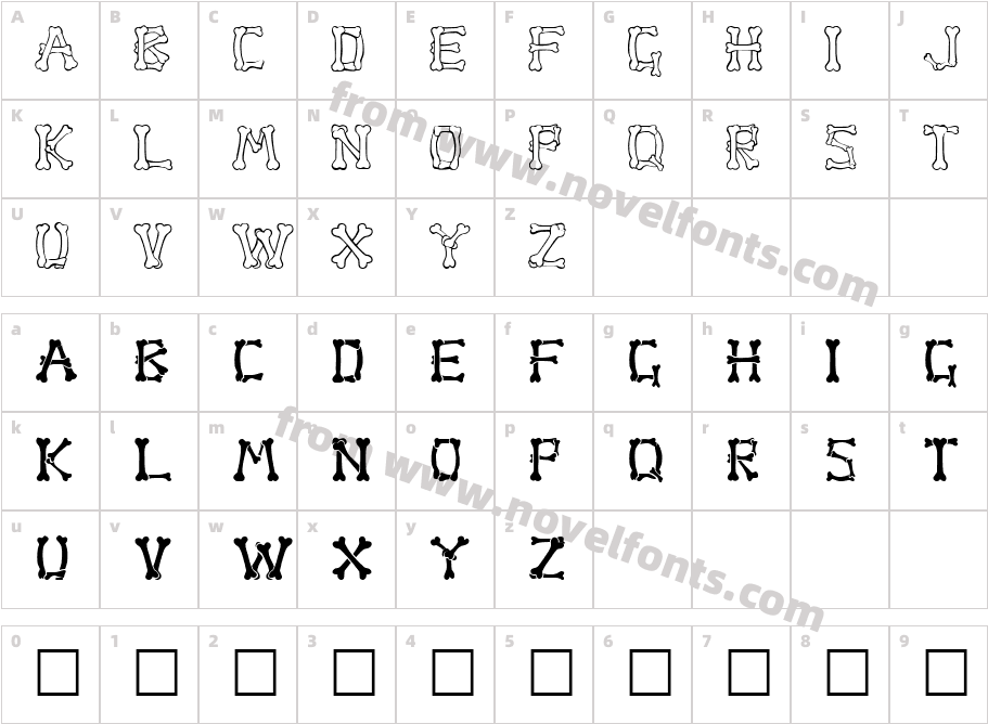 Bone RegularCharacter Map