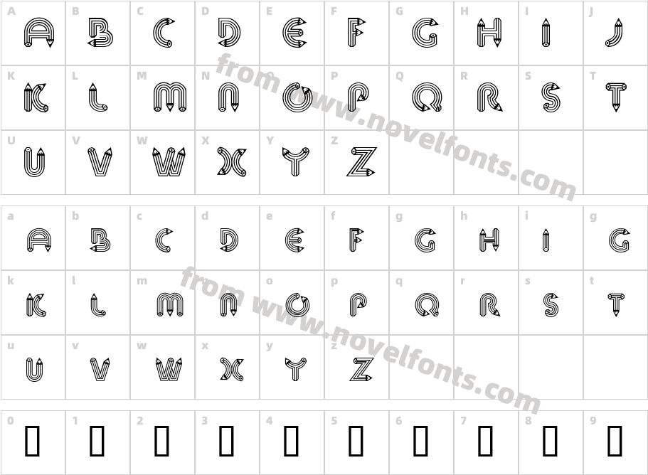 Pencil CapsCharacter Map
