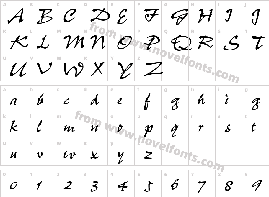 Pep Script RegularCharacter Map