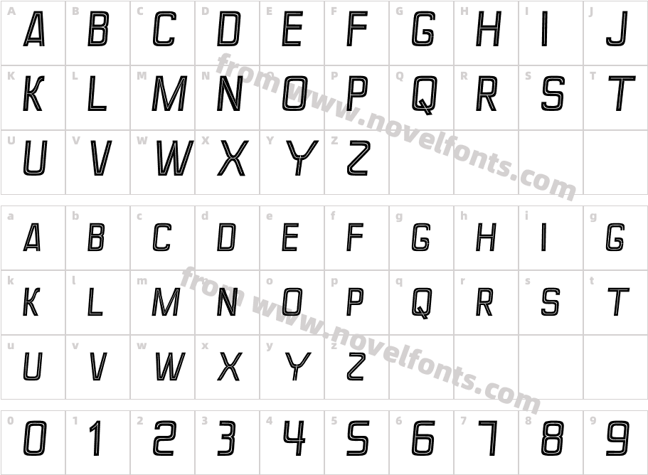 Perforama-ItalicCharacter Map