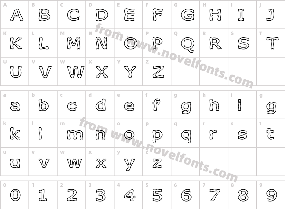 Boneribbon OutlineCharacter Map