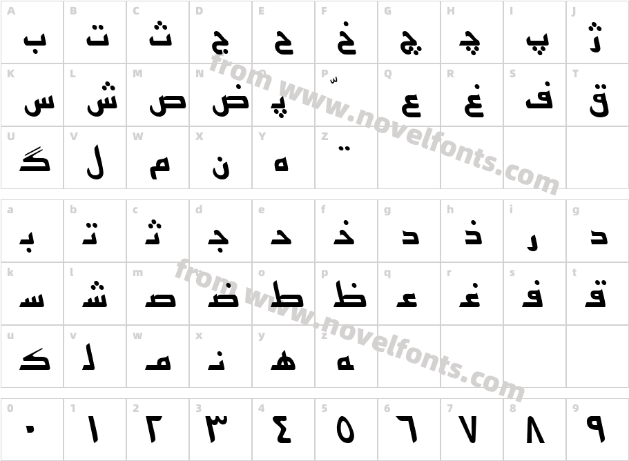 Persian7 KufiSSK ItalicCharacter Map