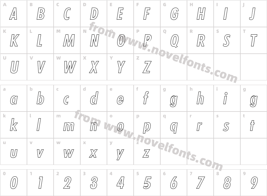 Peter Becker Cond Outline Medium ItalicCharacter Map