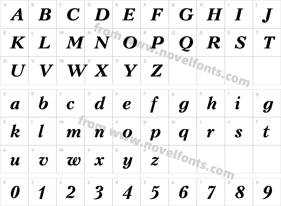 Peterburg Bold ItalicCharacter Map