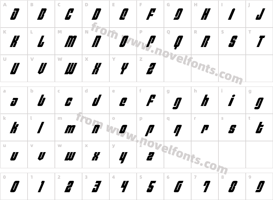 Philadelphia ItalicCharacter Map