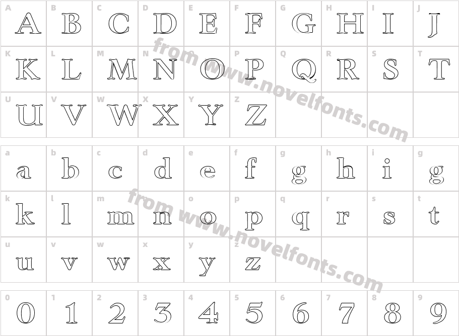 Phillip Becker Outline BoldCharacter Map