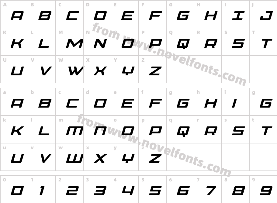 Phoenicia Condensed ItalicCharacter Map