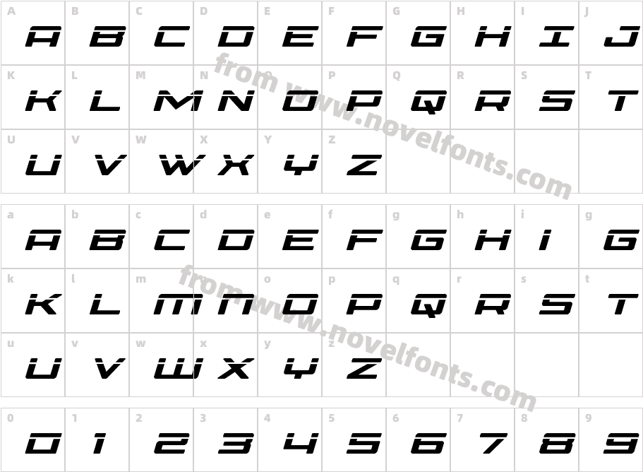 Phoenicia Laser ItalicCharacter Map