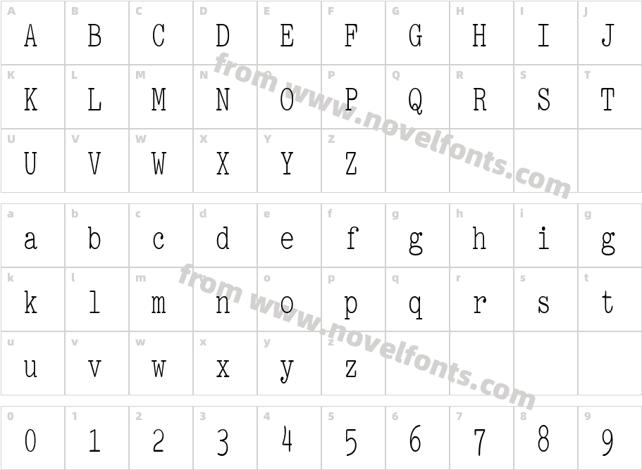 Pica Condensed RegularSWFTECharacter Map