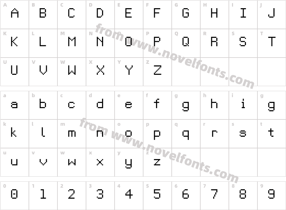 PixelCarnageMonoTTCharacter Map