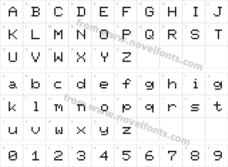 Pixel Screen Font LightCharacter Map