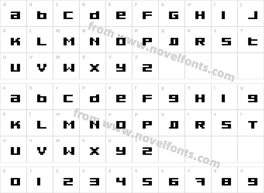 Pixeldust Expanded BoldCharacter Map