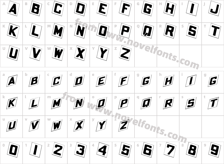 Placecard Extended ItalicSWFTECharacter Map