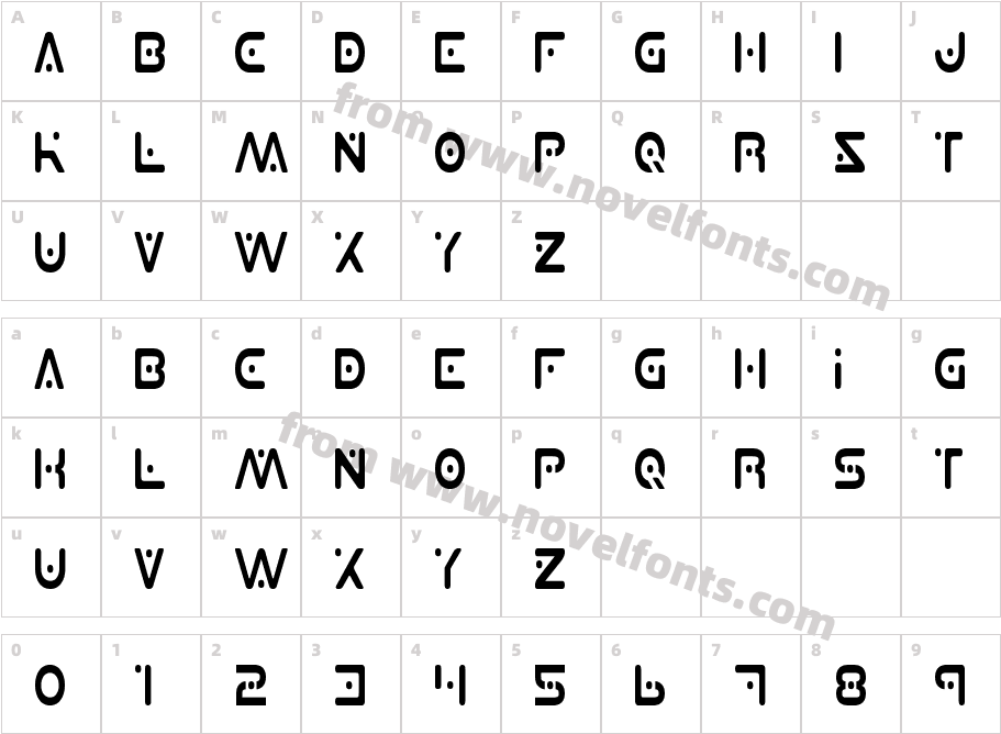 Planet X CondensedCharacter Map