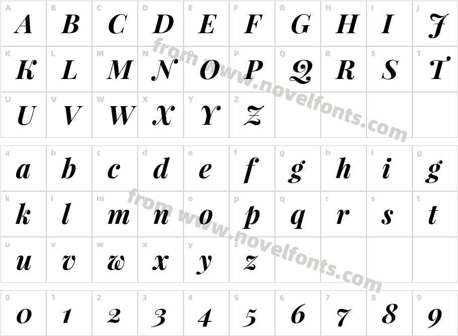 Playfair Display Bold ItalicCharacter Map