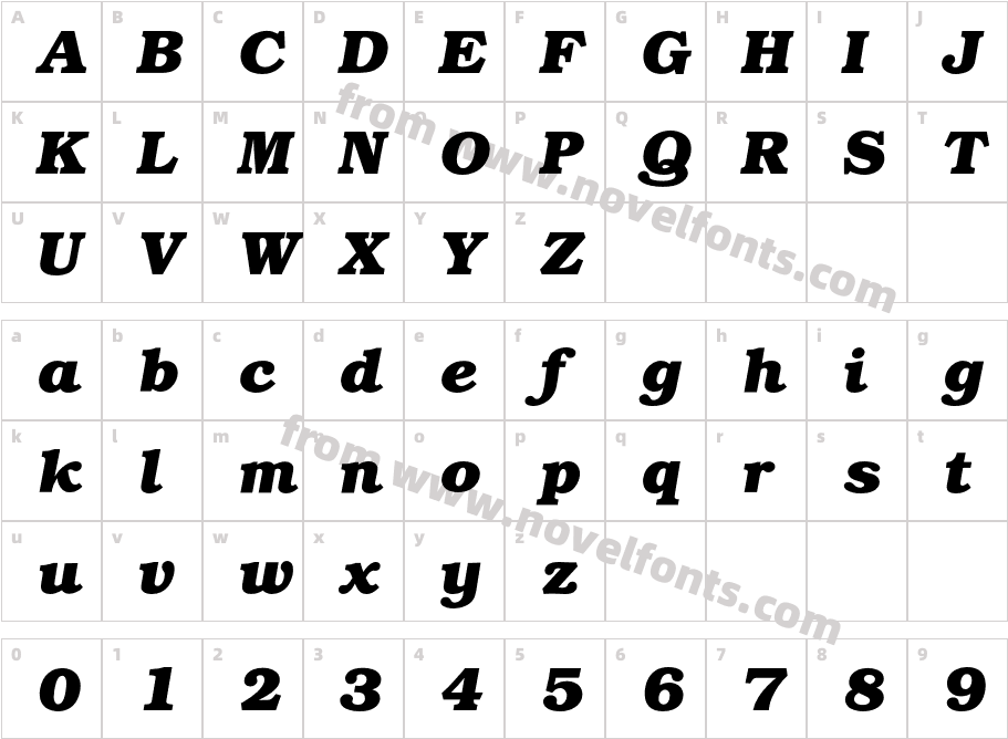 BookmanBQ-BoldItalicCharacter Map