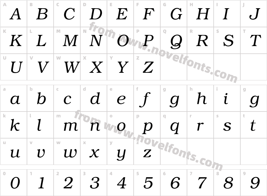 BookmanBQ-LightItalicCharacter Map