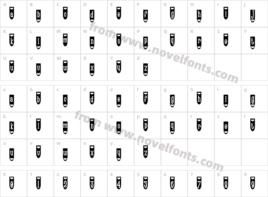 Populuxe HeartonCharacter Map