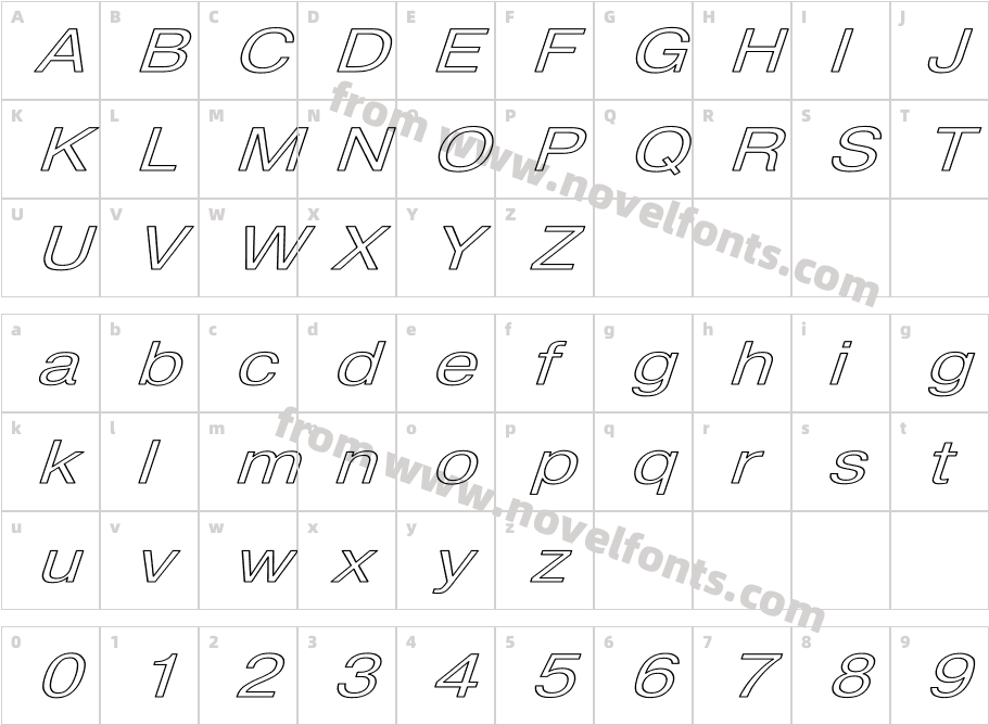 Pragmatica HW ItalicCharacter Map