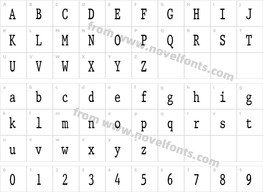 Prestige Condensed RegularSWFTECharacter Map