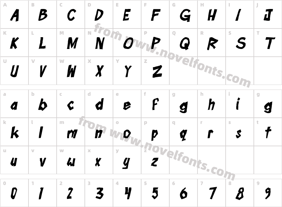 Boom Tank Bold ItalicCharacter Map