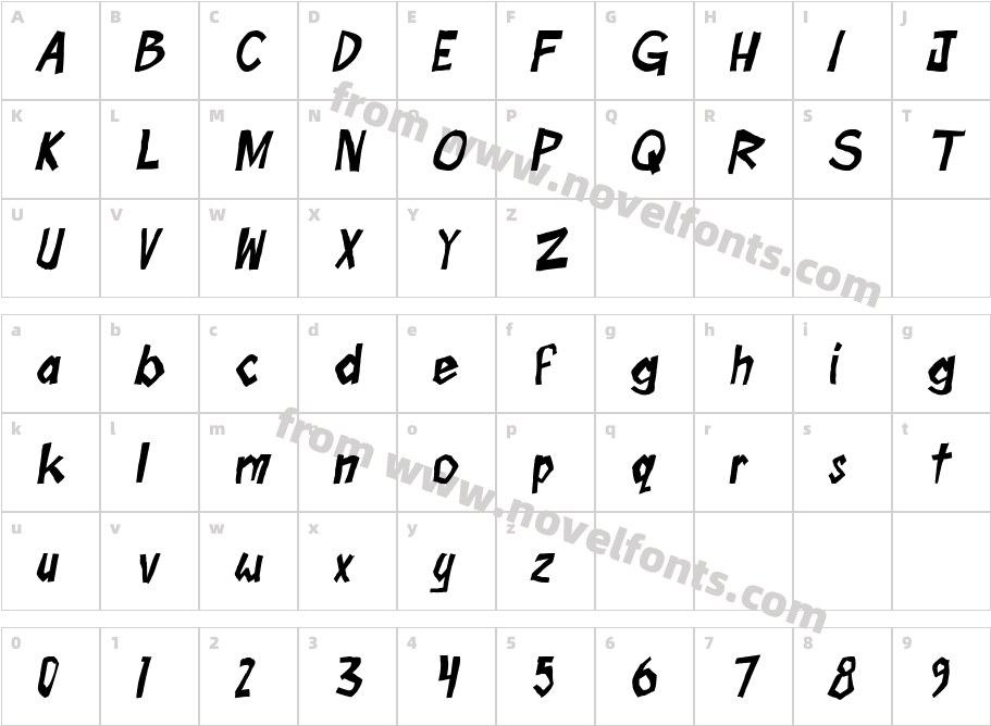 Boom Tank ItalicCharacter Map