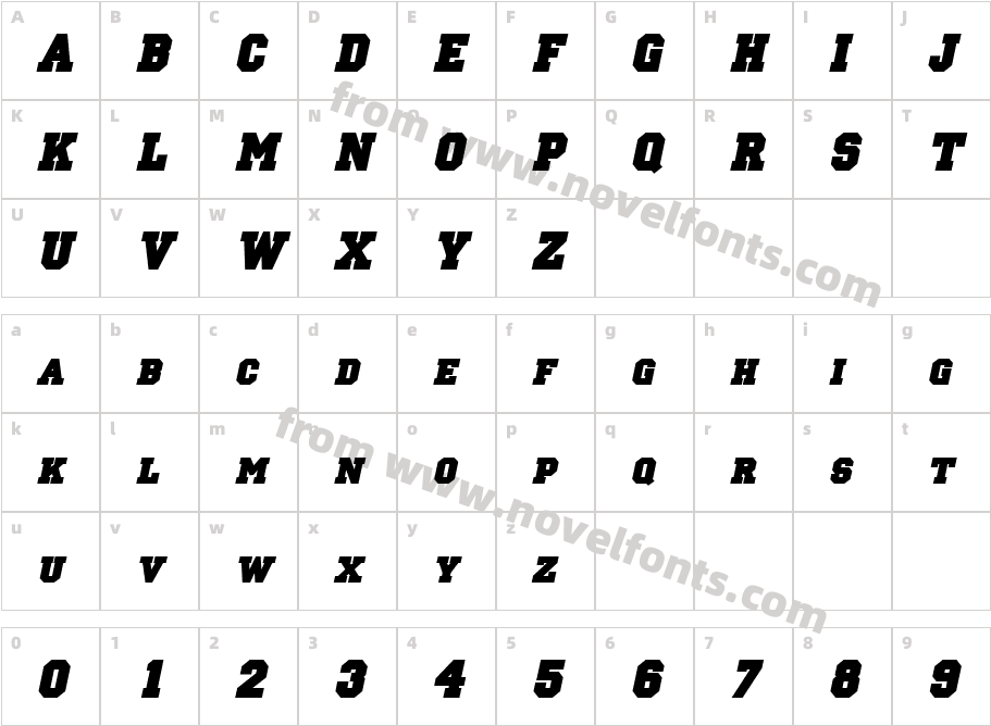 Princeton Solid ItalicCharacter Map