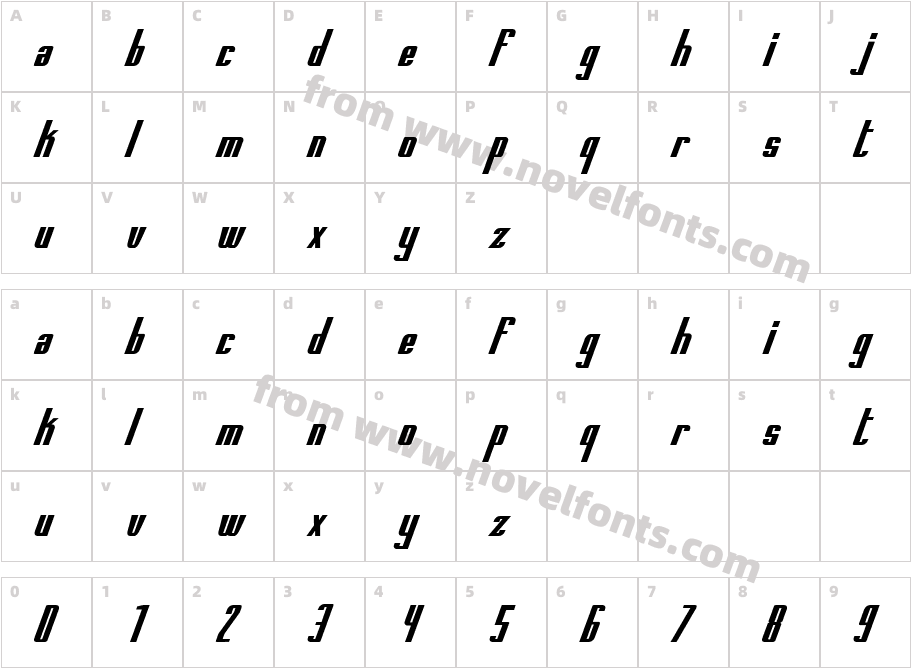 Printed Circuit Board ItalicCharacter Map