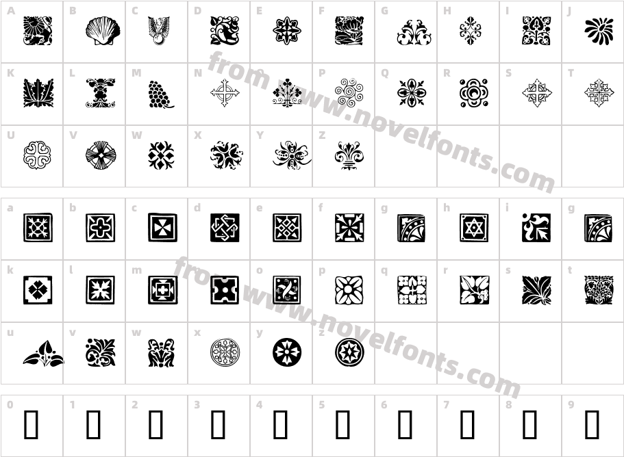 Printers Ornaments TwoCharacter Map