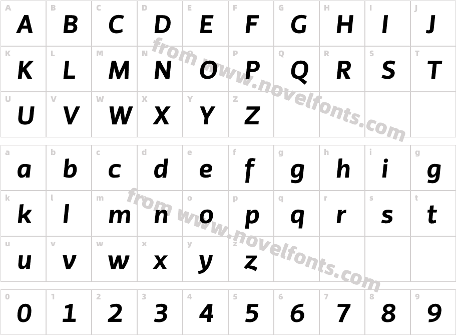 Priva Four Italic ProCharacter Map