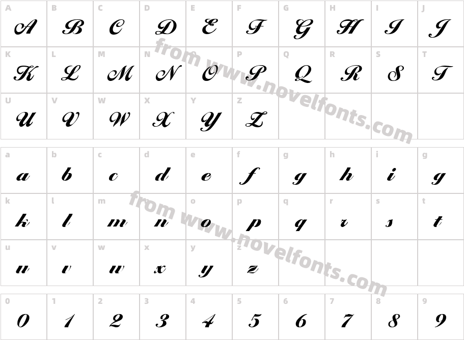 Progena ScriptSSK RegularCharacter Map