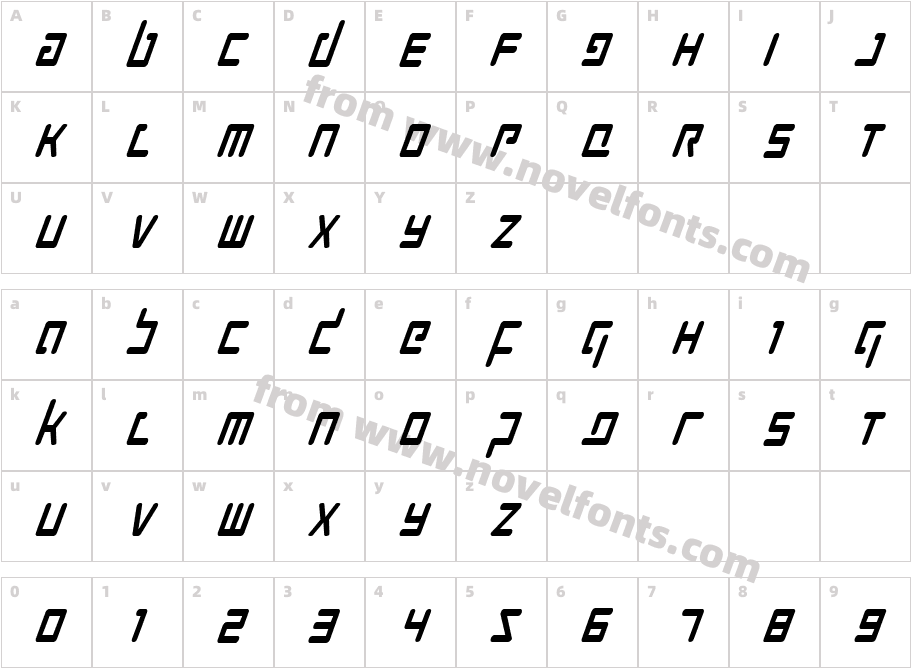 Prokofiev Condensed ItalicCharacter Map